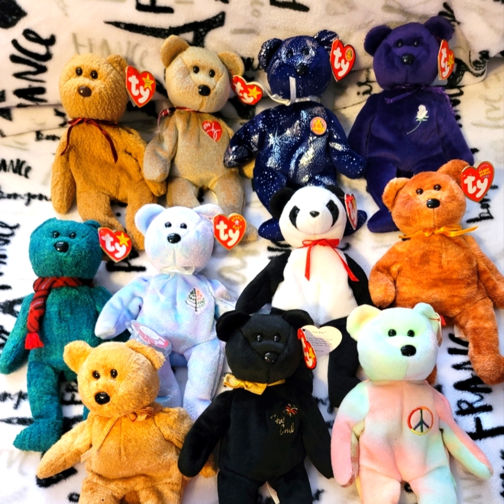 RESERVED  for @aroraclay Beanie baby bear bundle & Comet
